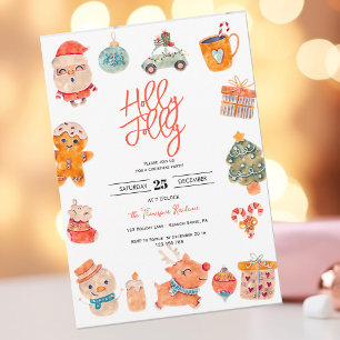 Holly Jolly christmas party Invitation