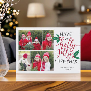 Holly Jolly Christmas Photo Collage Card