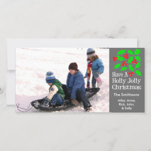 Holly Jolly Christmas Photocards (Grey) Holiday Card