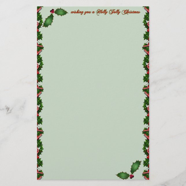 Holly Jolly Christmas Stationery (Front)
