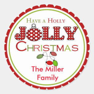 Holly Jolly Christmas Stickers Labels