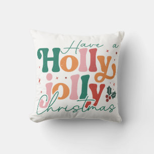 Holly Jolly Christmas  Throw Pillow