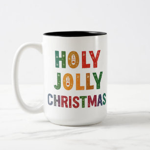Holly Jolly Christmas Two-Tone Mug - 15 oz