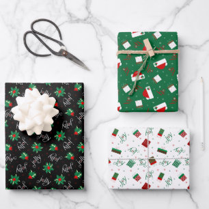 Holly Jolly Christmas Wrapping Paper Sheet