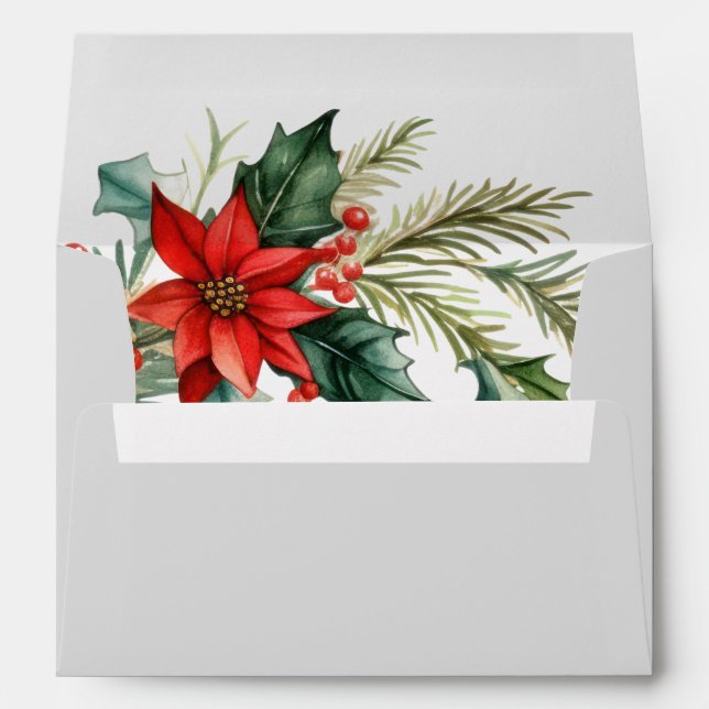Holly jolly Christmas wreath envelope  (Back (Bottom))