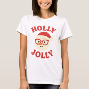 Holly Jolly Cute Snowman with Glasses Christmas T-Shirt