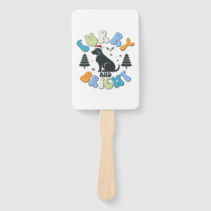 Holly Jolly Dog Mom Christmas Retro Hand Fan