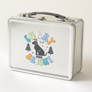 Holly Jolly Dog Mom Christmas Retro Metal Lunch Box