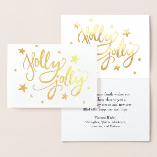 Holly Jolly Elegant Gold Faux Foil Script Card