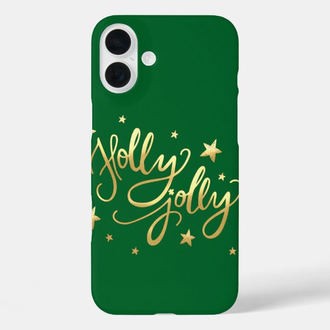 Holly Jolly | Elegant Gold Faux Foil Script Case-Mate iPhone Case (Back)