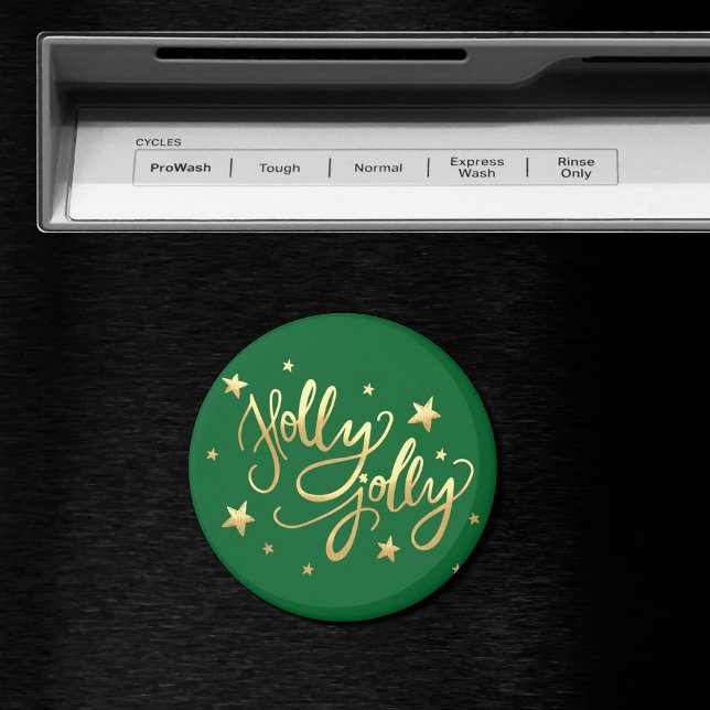 Holly Jolly | Elegant Gold Faux Foil Script Magnet (Creator Uploaded)