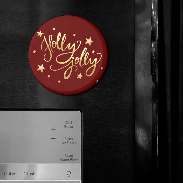 Holly Jolly | Elegant Gold Faux Foil Script Magnet (Creator Uploaded)