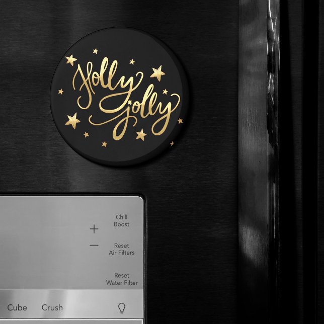 Holly Jolly | Elegant Gold Faux Foil Script Magnet (Creator Uploaded)