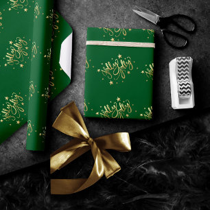 Holly Jolly Elegant Gold Faux Foil Script Wrapping Paper