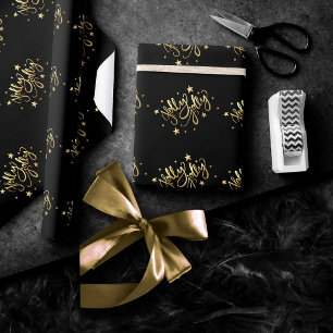 Holly Jolly Elegant Gold Faux Foil Script Wrapping Paper