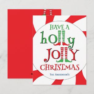 Holly Jolly Elf Legs Christmas Candy Overload Holiday Card