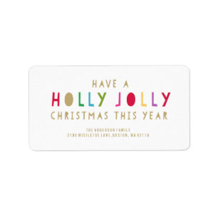 Holly Jolly   Étiquettes de adresse de vacances