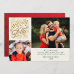 holly jolly family christmas photo collage card<br><div class="desc">photo collage design with custom text and editable family photos.</div>