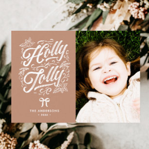 Holly Jolly Family Name & Photo Christmas Holiday Card