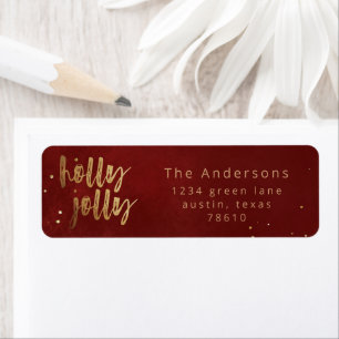 holly jolly faux foil brush script returpt address