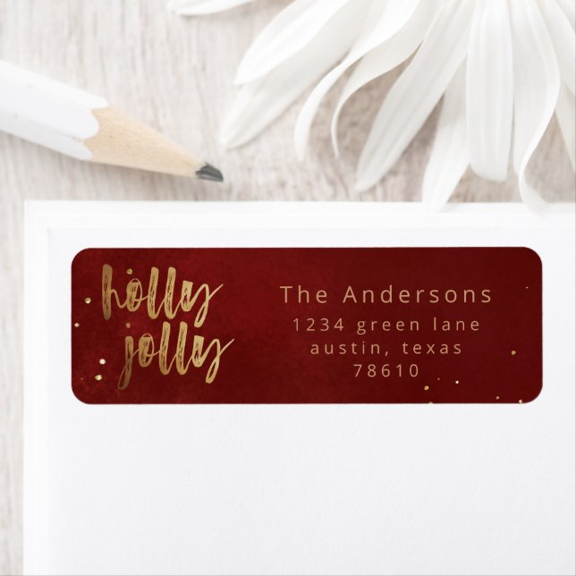 holly jolly faux foil brush script returpt address (En situation)