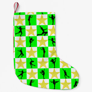 HOLLY JOLLY FIGURE SKATING CHRISTMAS DESIGN SMALL CHRISTMAS STOCKING