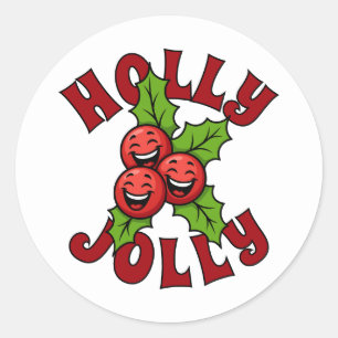 Holly Jolly Funny Laughing Holly Christmas Classic Round Sticker