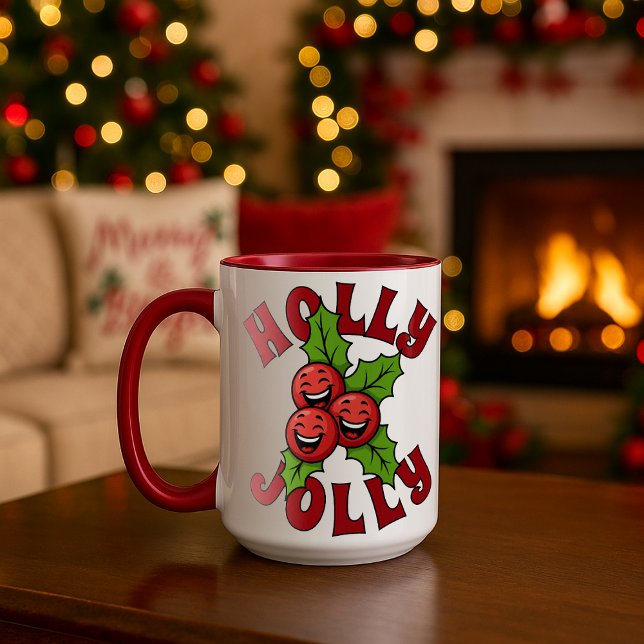Holly Jolly Funny Laughing Holly Christmas Mug (Creator Uploaded)