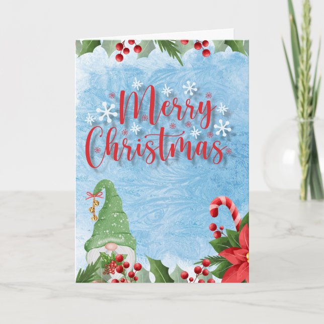 Holly Jolly Gnome Holiday Card (Front)