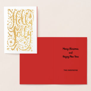 Holly Jolly Gold Sparkle Personalized Foil Card