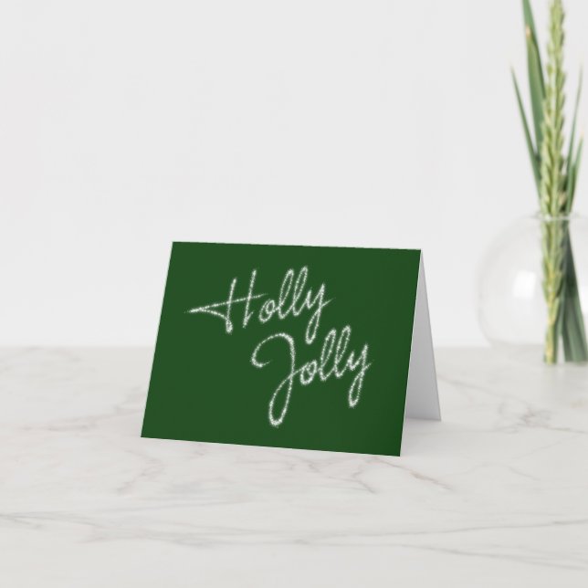 Holly Jolly Green Holiday Card (Front)