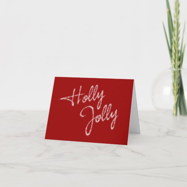 Holly Jolly Holiday Card in red (Front)