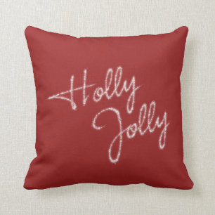 Holly Jolly Holiday Cushion in red