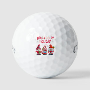 Holly Jolly Holiday Gnomes Whimsical Christmas Golf Balls