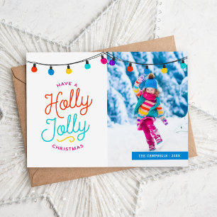 Holly Jolly Holiday Photo Card   Greeting on Back