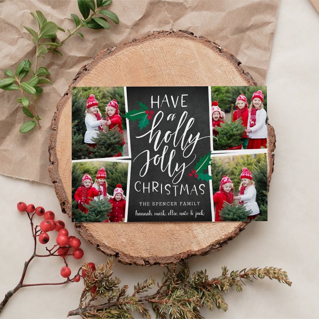 Holly Jolly | Holiday Photo Collage Card (Creator Uploaded)