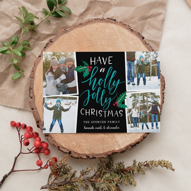 Holly Jolly | Holiday Photo Collage Card (Creator Uploaded)