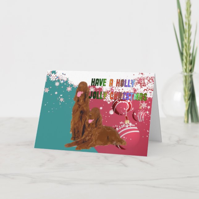 Holly Jolly Irish Setter Card (Front)