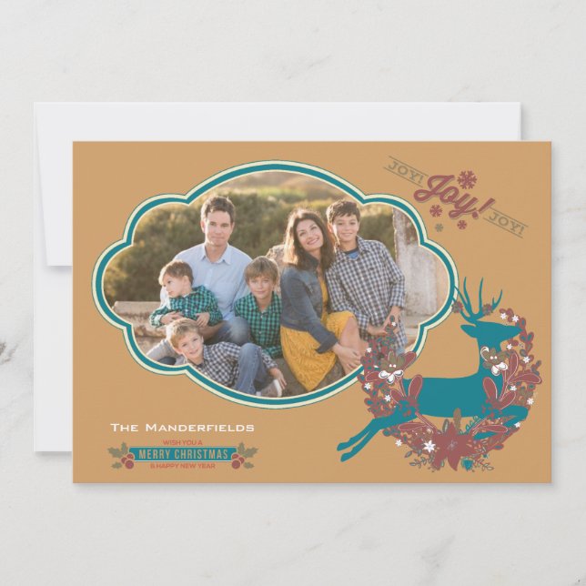 Holly Jolly Joy Christmas Holiday Photo Card (Front)