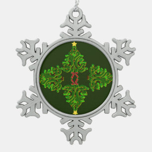 Holly Jolly Joy Collection Snowflake Pewter Christmas Ornament