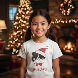 Holly Jolly Kawaii Père Noël Chat Noël T-shirt