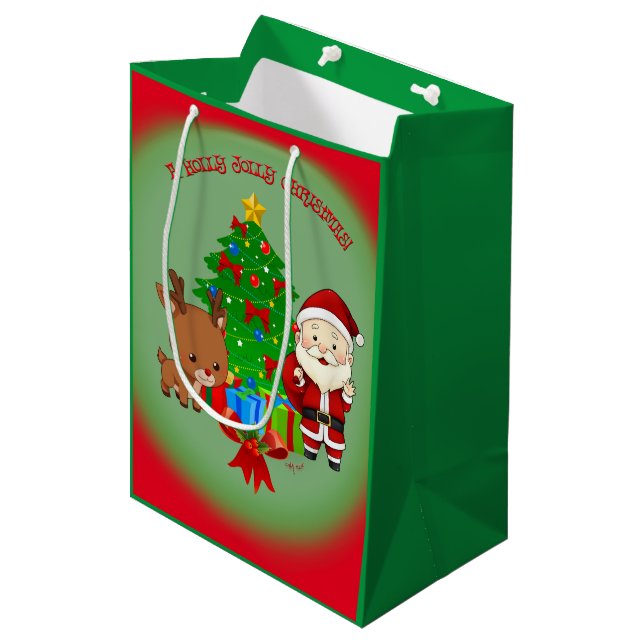 Holly Jolly Medium Gift Bag (Front Angled)