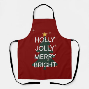 Holly Jolly Merry Bright Family Matching Christmas Apron