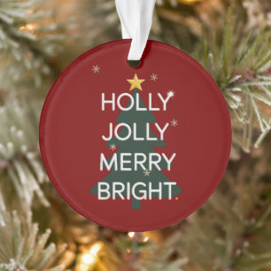 Holly Jolly Merry Bright Family Matching Christmas Ornament