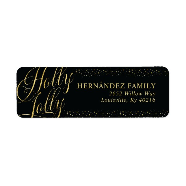 Holly Jolly Modern Black Gold Adresse de Noël (Devant)