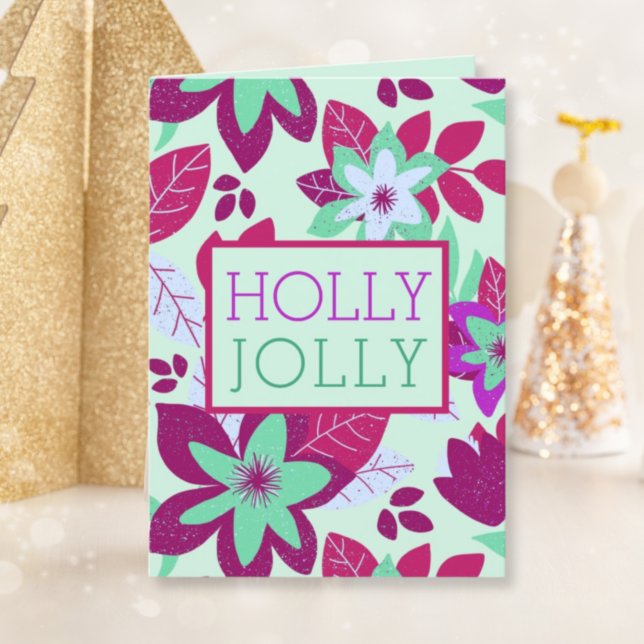 Holly Jolly Modern Botanical Floral Christmas Holiday Card (Creator Uploaded)