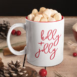 Holly Jolly Modern Cute Script Minimalist Holiday Two-Tone Coffee Mug<br><div class="desc">Sip in style with our Holly Jolly Mug! ☕️ Add your custom text for a personal touch. Get into the holiday spirit with each sip! 🎅 #HollyJollyMug #HolidayCheers</div>