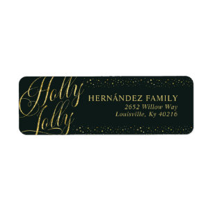 Holly Jolly Modern Green Gold Christmas Address