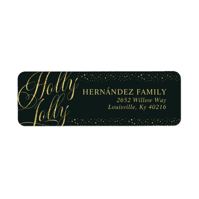 Holly Jolly Modern Green Gold Christmas Address (Front)