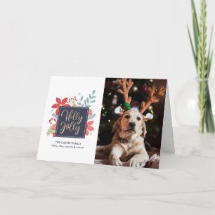 Holly Jolly Noël Floral   Carte de vacances photo
